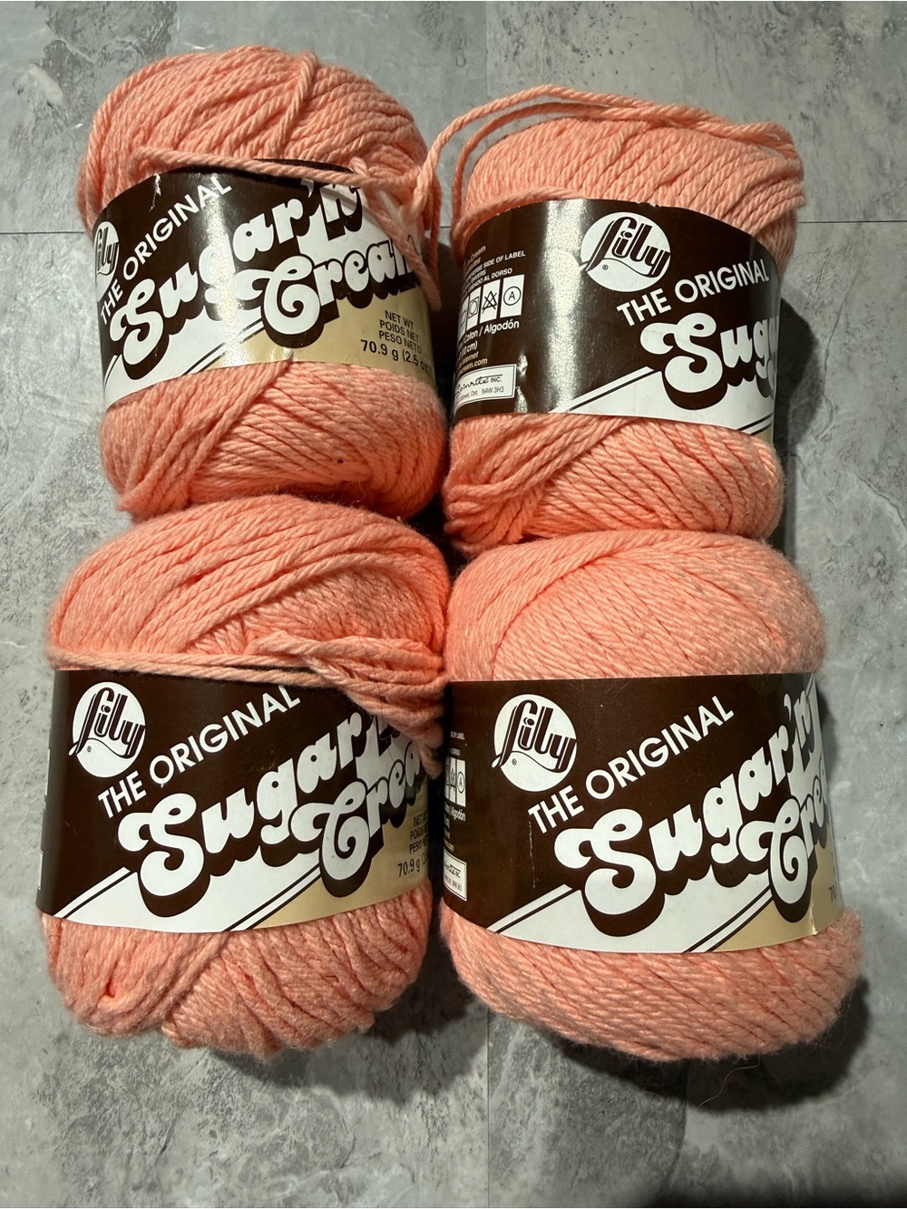4 Skeins Lily Sugar'n Cream Cotton Yarn - Tea Rose (2.5 oz Each)